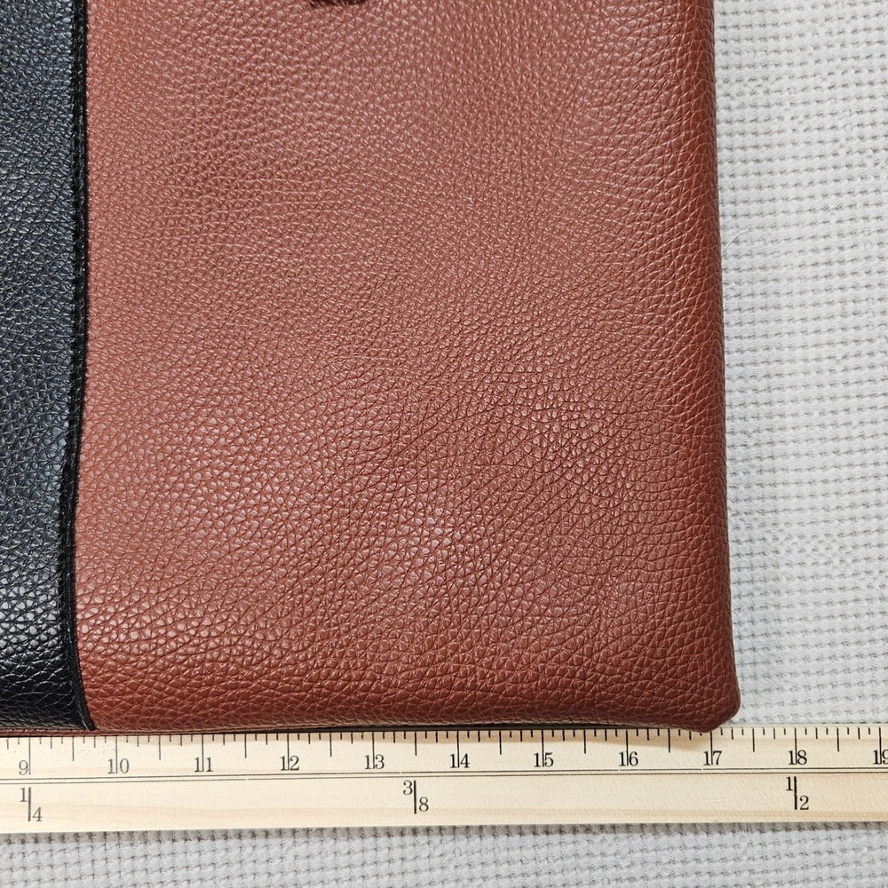 Vince Camuto Brown‎ Pebbled Leather Tote Bag Black Stripe Shopper Mens Womens - Picture 4 of 14